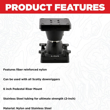 Scotty 2606 downrigger riser 6in boosts ergonomic control during trolling operations.