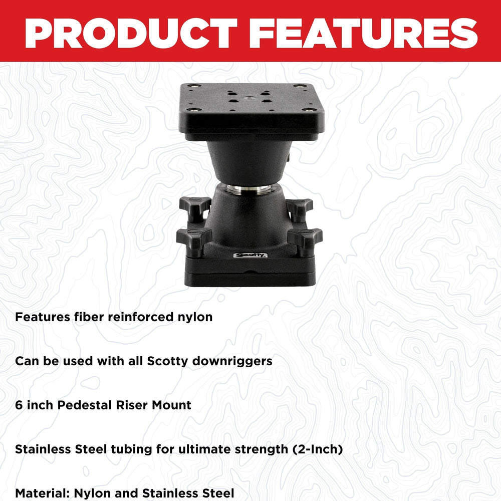 Scotty 2606 downrigger riser 6in boosts ergonomic control during trolling operations.