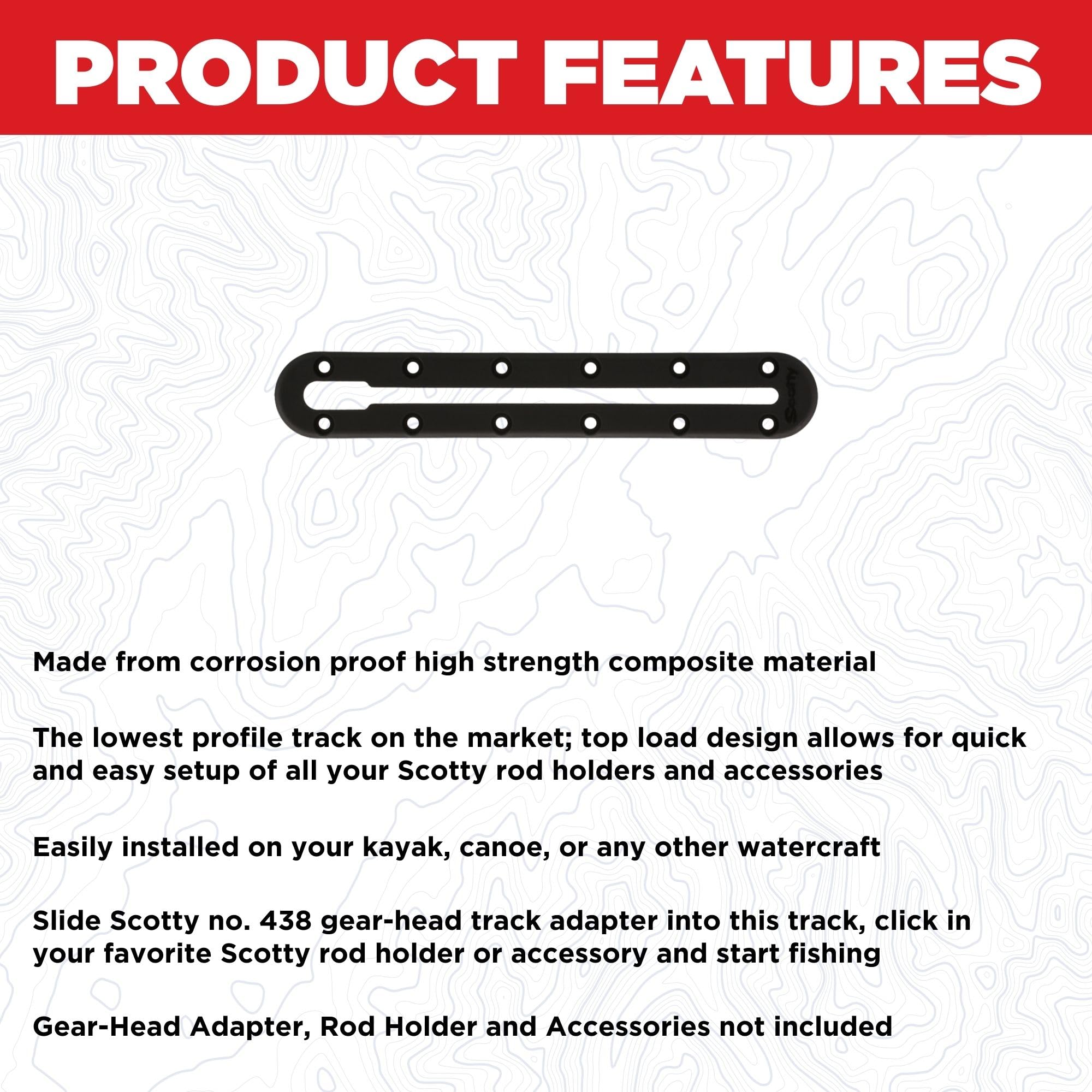 Installed on a canoe, the track enables easy accessory integration on-water.