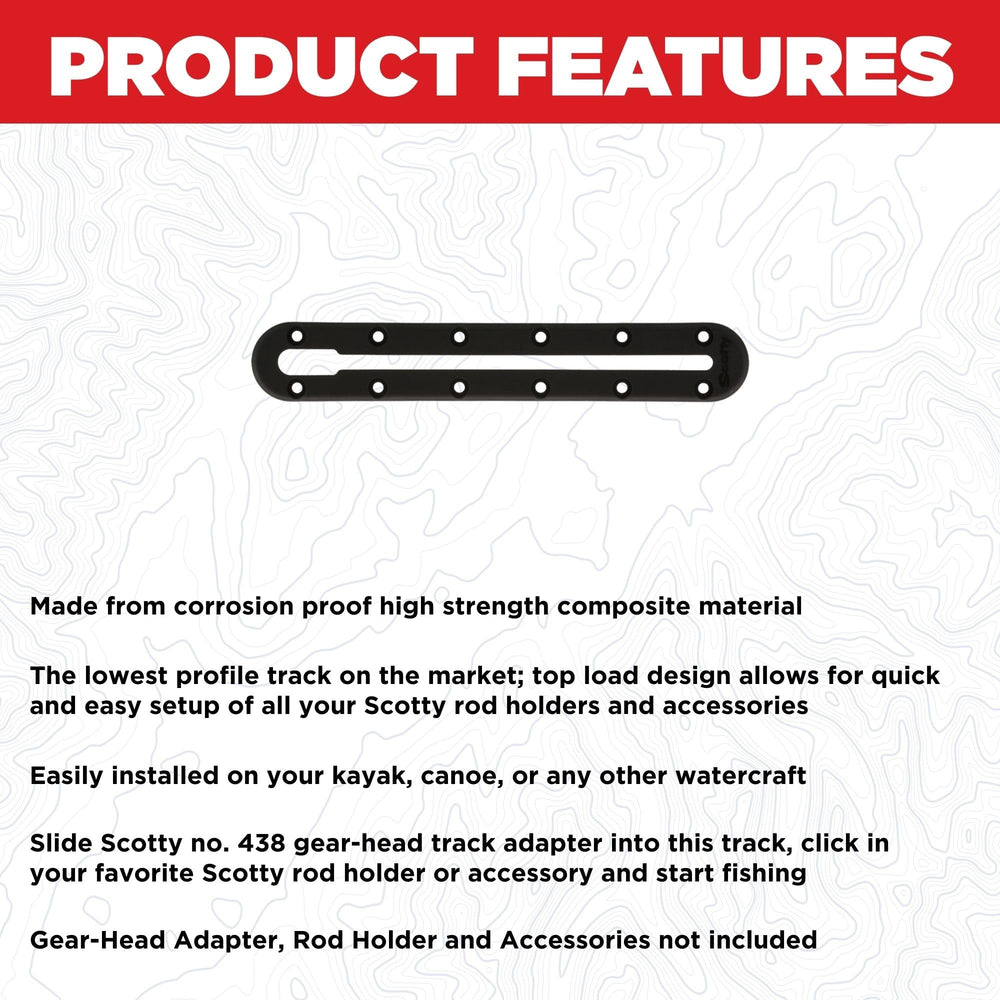 Installed on a canoe, the track enables easy accessory integration on-water.