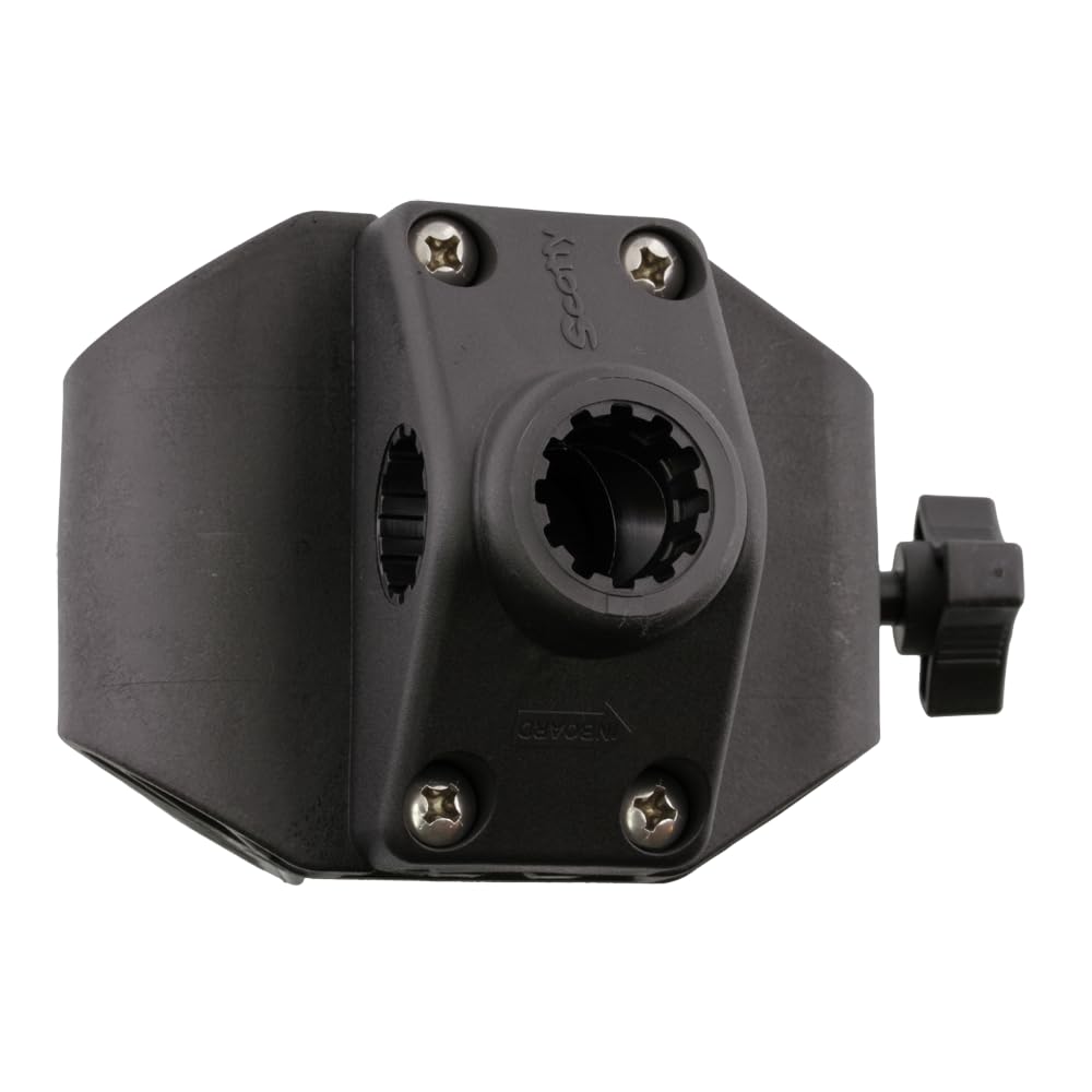 Detail of the 2-inch clamp opening and No. 241 Side/Deck Mount on Scotty clamp