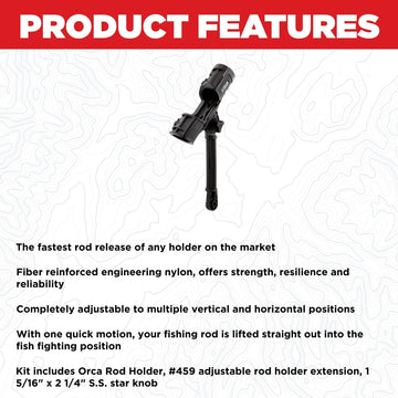 Scotty 459 extension arm enables precise rod positioning and extended reach.