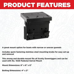 Scotty bracket mounted on boat gunnel providing durable support during fishing trips