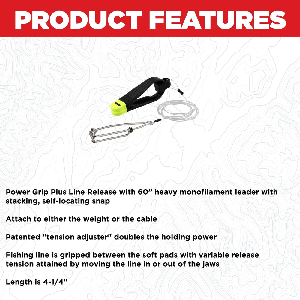 Scotty cable snap system enables quick rigging and reliable line release.