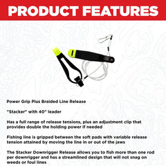Scotty Downrigger Release enables multi-rod setup with weedless, snag-resistant design.