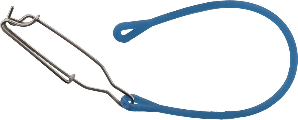 Scotty Downrigger Weight Snubber with Trolling Snap in blue reduces shock and prevents snags.