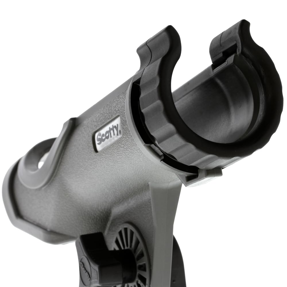 Scotty Power Lock Rod Holder Grey front locking ring emphasizes travel security