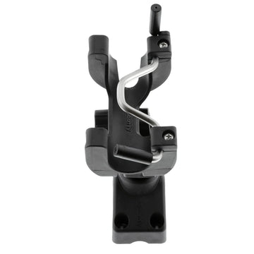 Scotty quick-release lock bar action on the holder for fast rod changes.