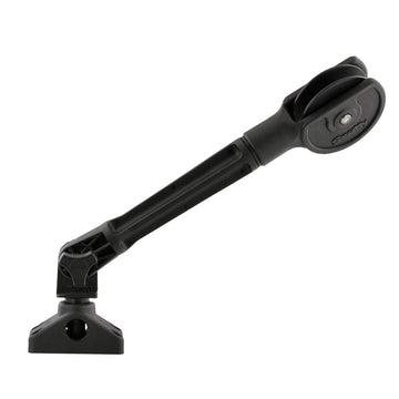 Scotty Trap Ease roller in use over gunnel for extended reach and safer retrieval.
