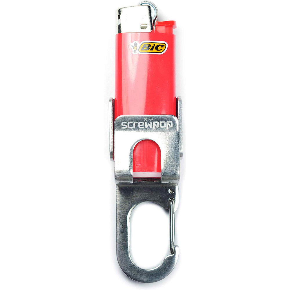 Screwpop Bic standard holder in rugged stainless steel for everyday carry.