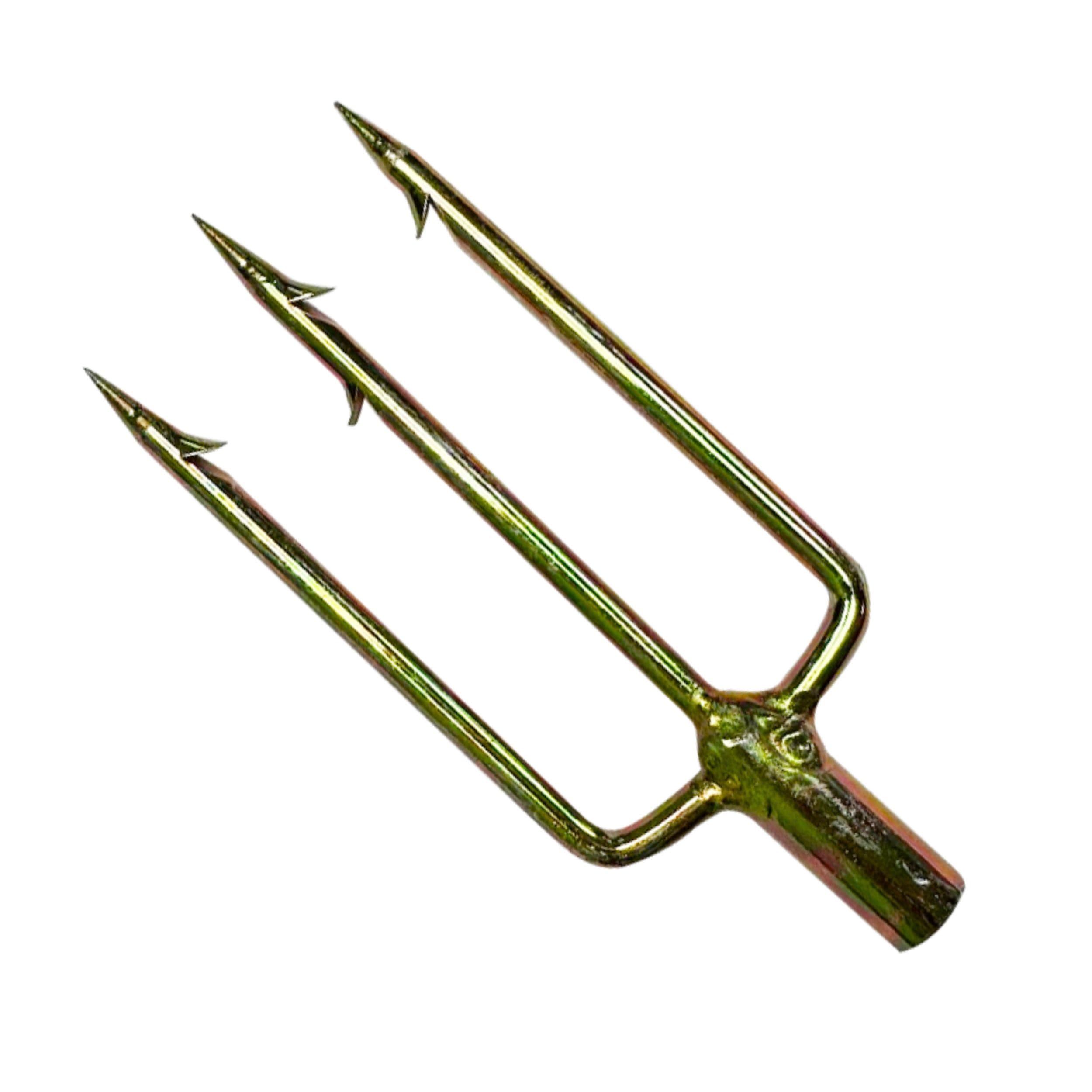 Scuba Choice 3-prong harpoon tip close-up for precision underwater hunting.