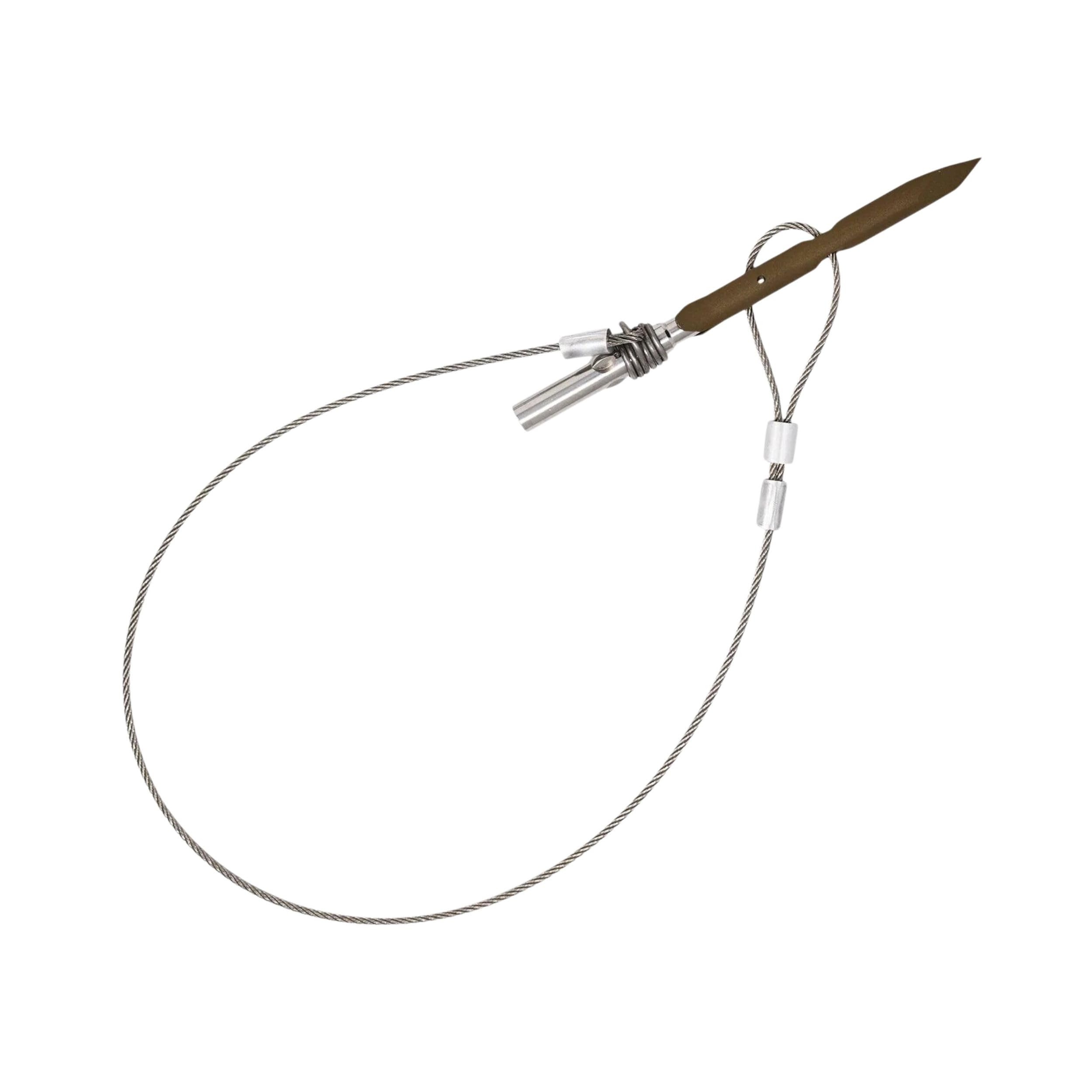 Slip tip and wire ready for ice fishing use
