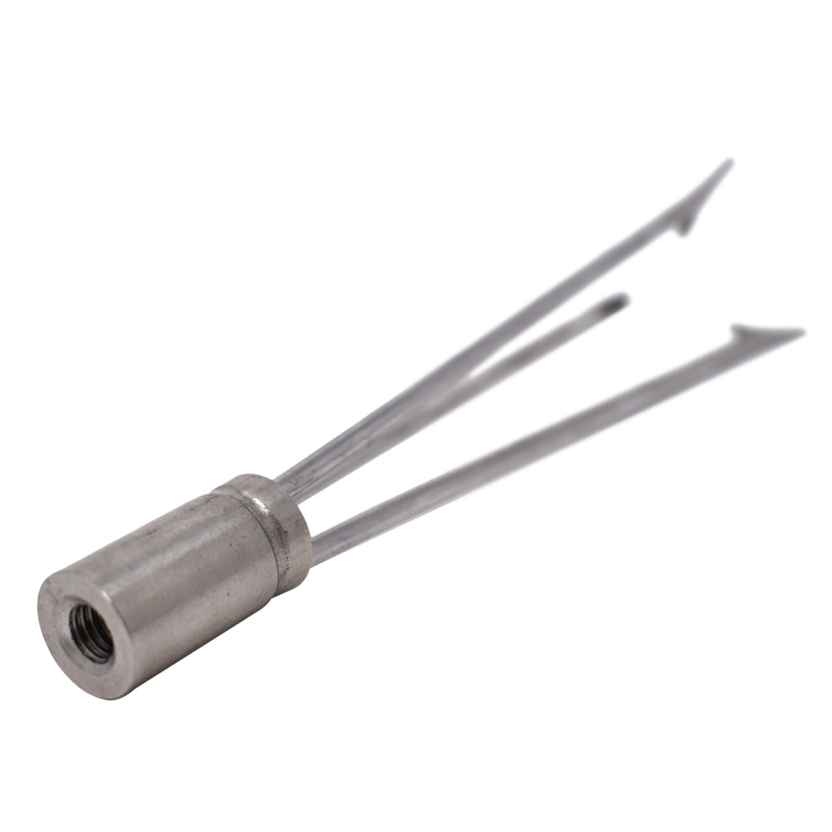 Scuba Choice 6in pole spear tip close-up highlighting the 3-prong paralyzer for secure grip