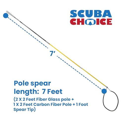 Scuba Choice hybrid Hawaiian sling with 3-prong tip secures catches underwater.