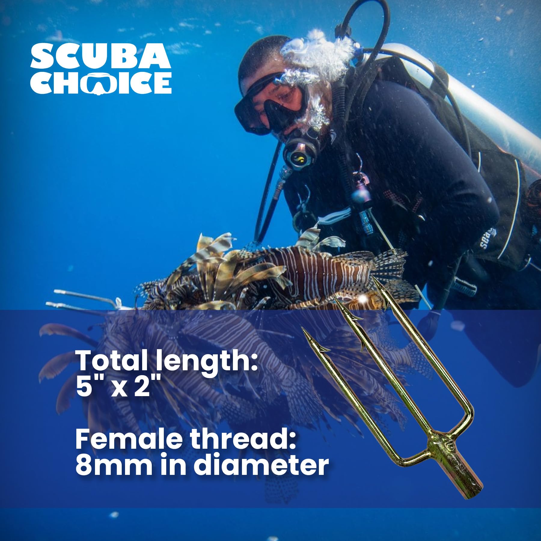 Scuba Choice stainless steel construction resists rust in marine environments.