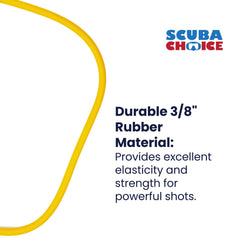 Scuba Choice yellow spear sling tubing detail emphasizing elasticity and resilience