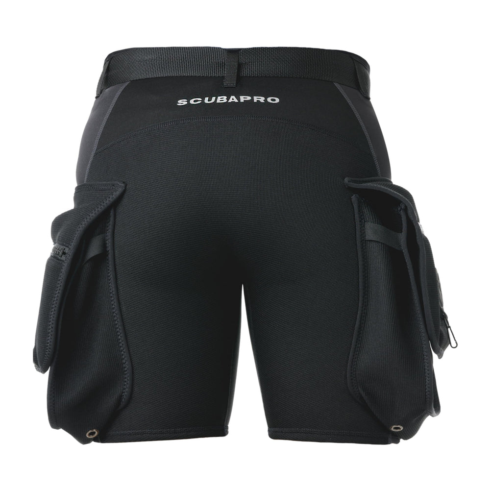 SCUBAPRO Hybrid Cargo Shorts seat panel close-up highlighting abrasion resistance.