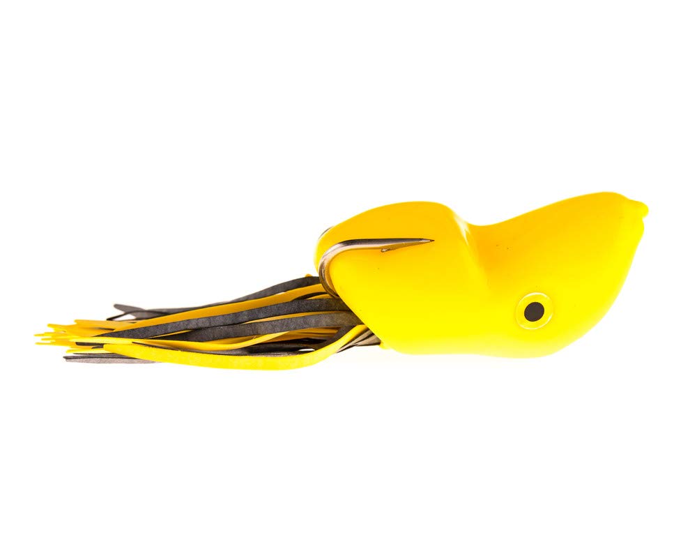 Scum Frog Popper topwater lure in school bus yellow for explosive surface action.