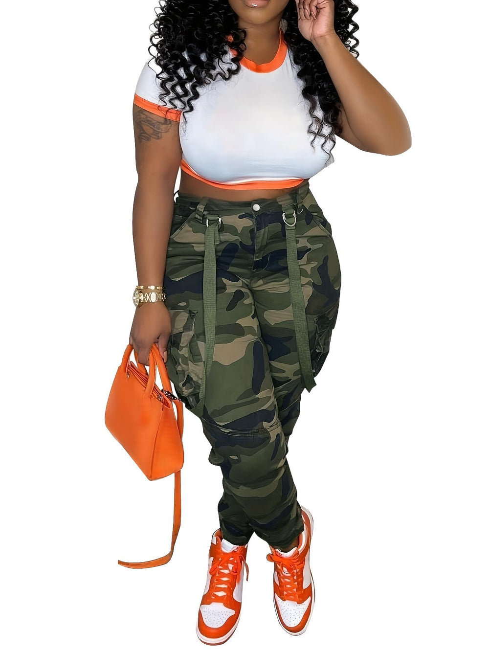 SDNGED camo pants front view showing versatile fit and comfort.