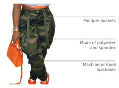 SDNGED cargo pants elastic waistband emphasizes comfort during activity.