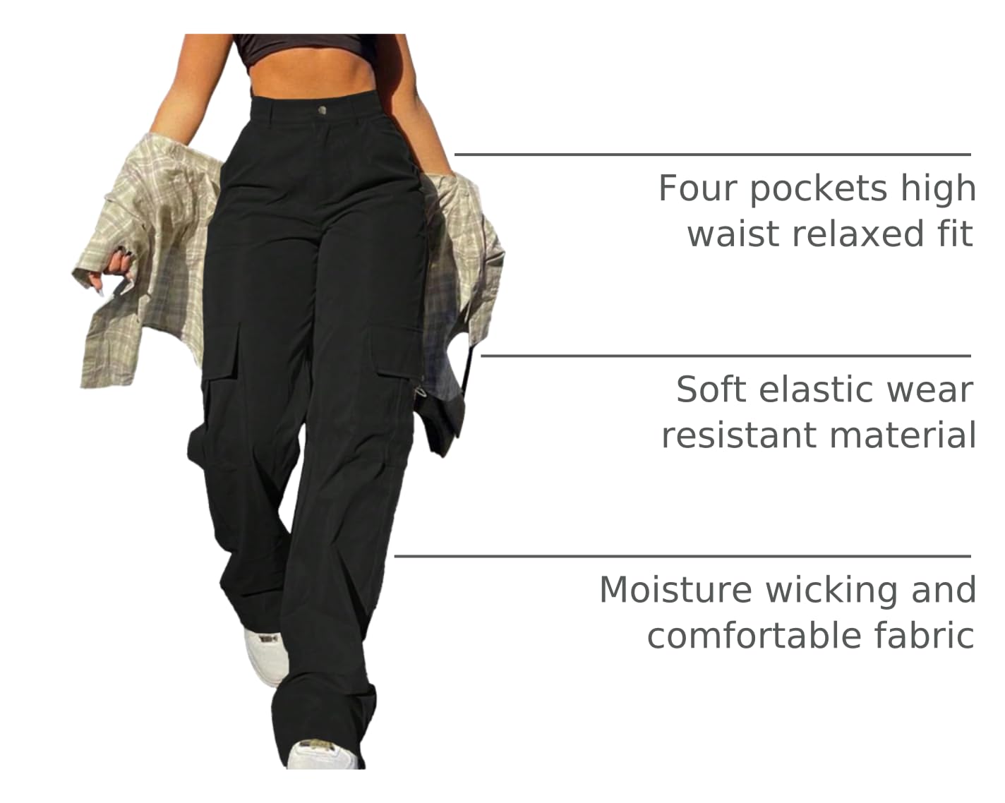 SDNGED cargo pants women elastic back waistband flexible fit all day