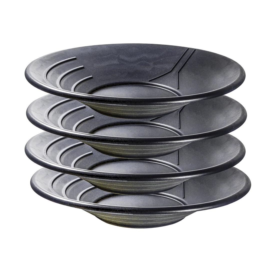 SE 14-Inch gold pan with three riffles for faster paydirt processing.