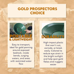 SE 14-inch gold pan highlighting micro riffles for fine sediment and black sand