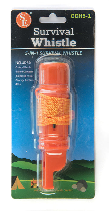 SE 112dB whistle provides loud signaling for outdoor safety.