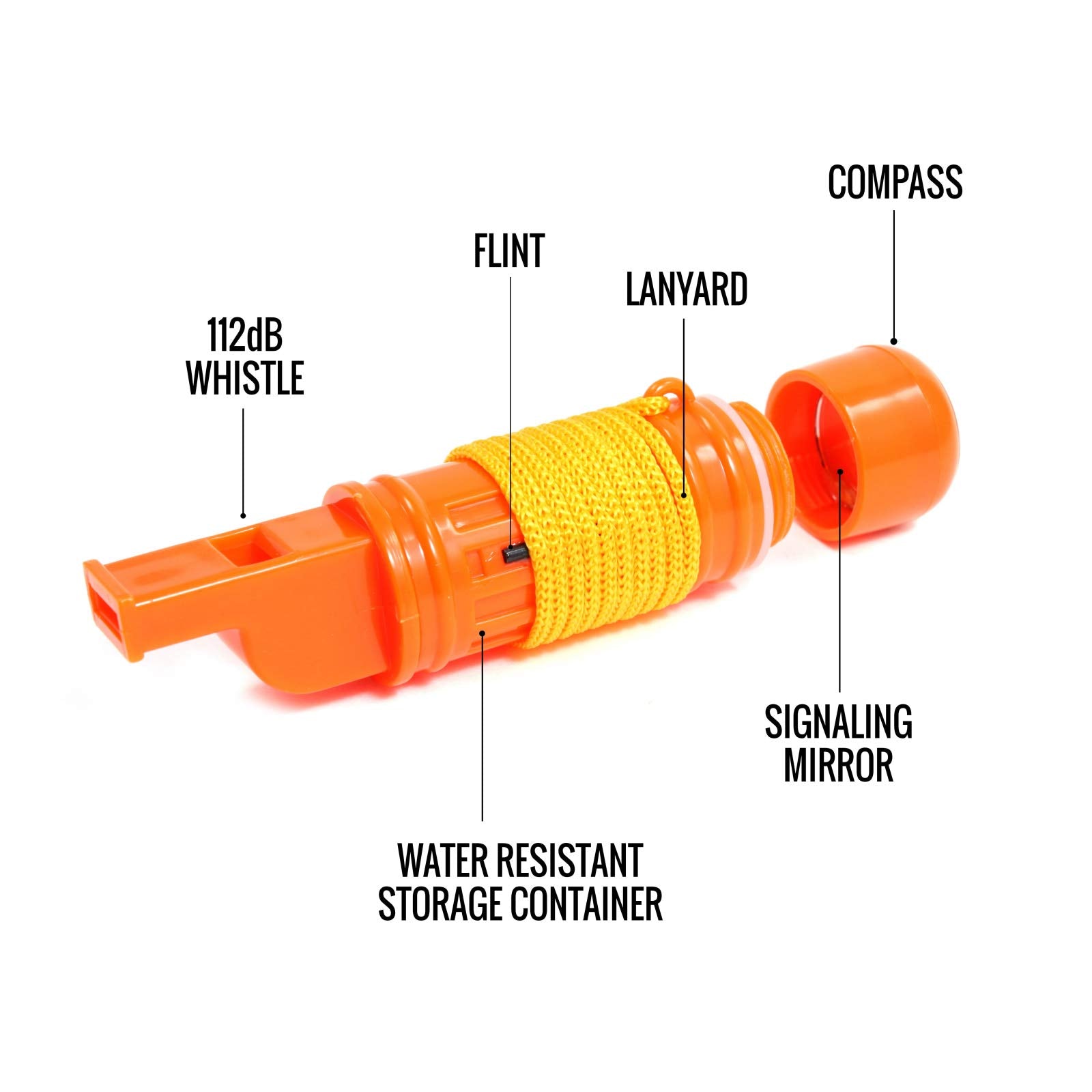 SE 5-in-1 whistle with lanyard for wearable, hands-free safety.