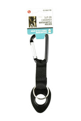 SE bottle holder attaches to bottleneck, allowing drinking without removing the holder.
