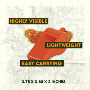 SE orange whistle with 14-inch lanyard offers lightweight convenience for travel and outdoor activities.
