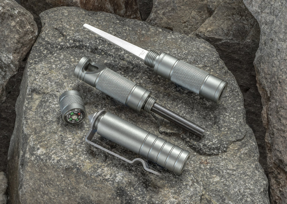 SE KSP31-5MT flint and whistle assembly highlighted for signaling and fire lighting