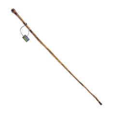 SE natural wood walking stick with knob-top spiral design for stable hikes.