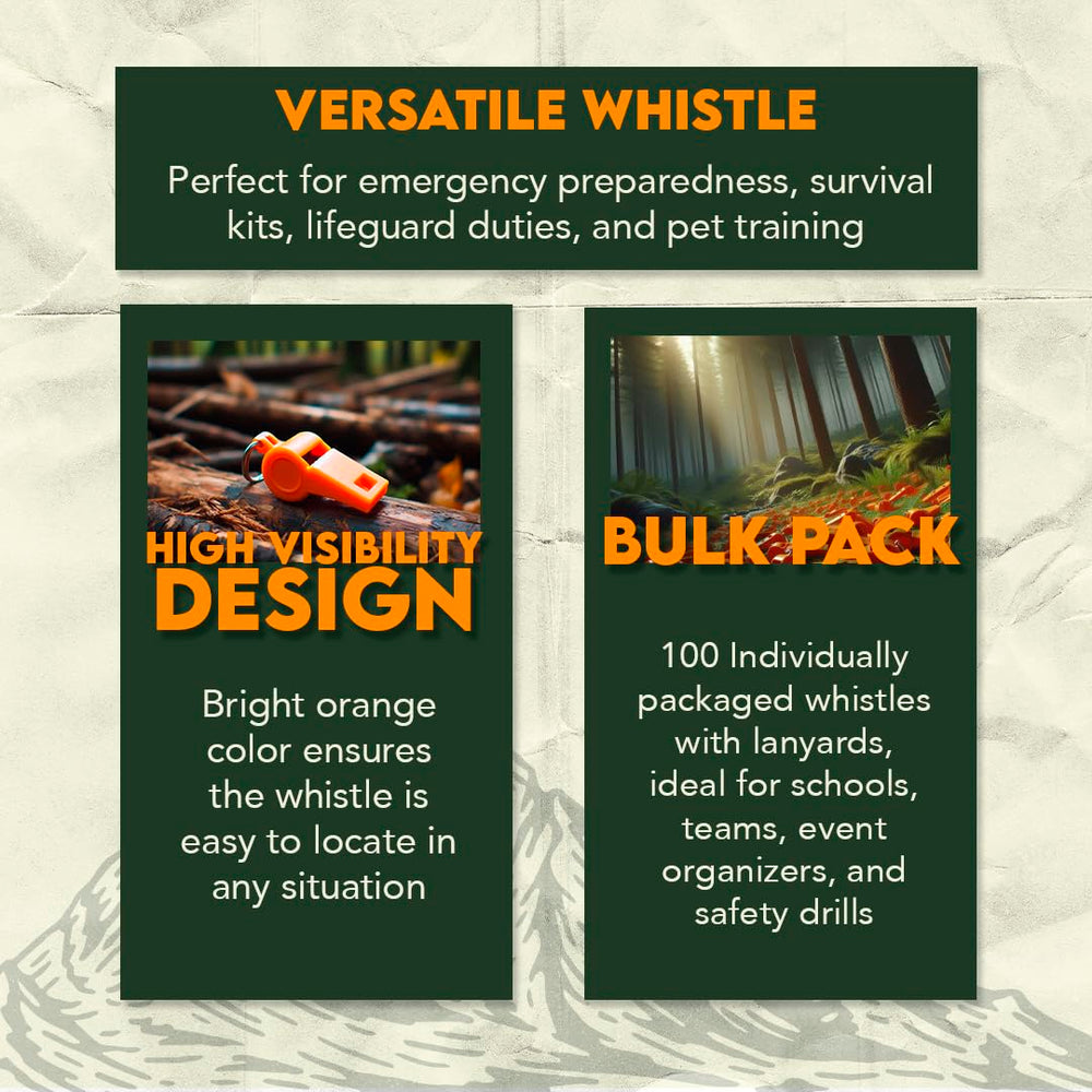SE orange whistle set with detachable nylon lanyard, ideal for emergency kits and training.