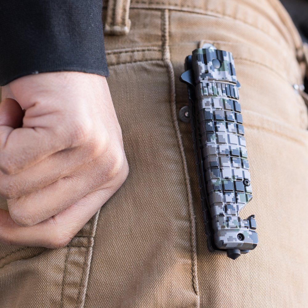 SE Spear Point Folding Knife 8.25-inch overall length for versatile use.