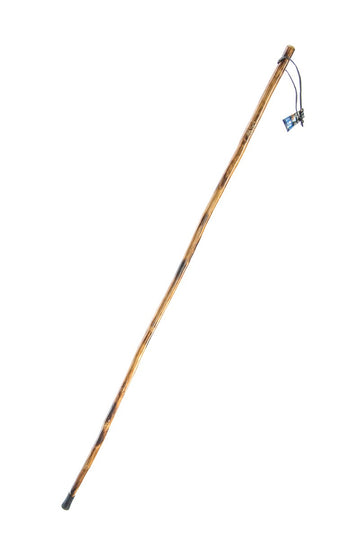 SE Survivor 55-inch walking stick with grizzly bear carving for stable forest hikes.