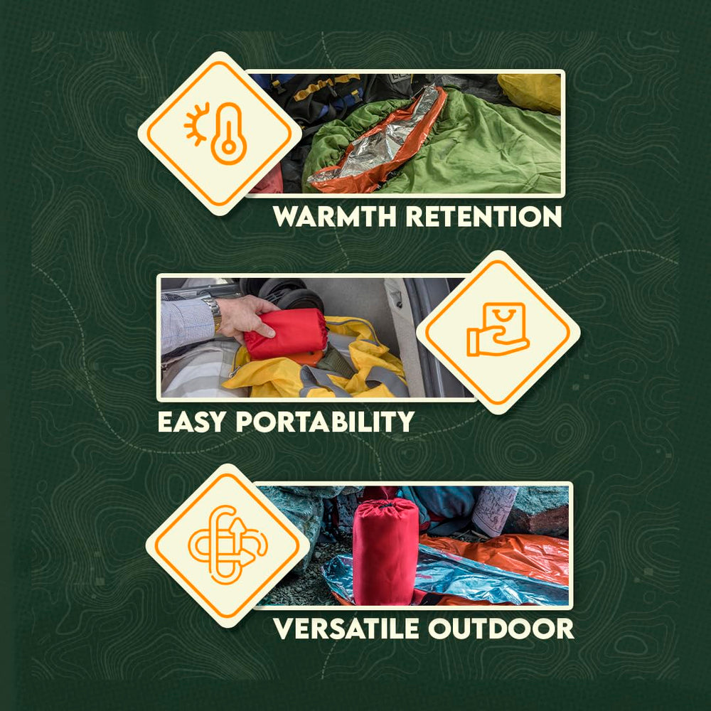 SE Survivor Series Emergency Sleeping Bag EB122OR laid flat, 36in by 84in for shelter.