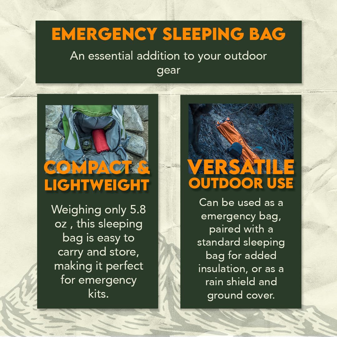 SE Survivor Series Emergency Sleeping Bag EB122OR interior with aluminized material reflecting heat.