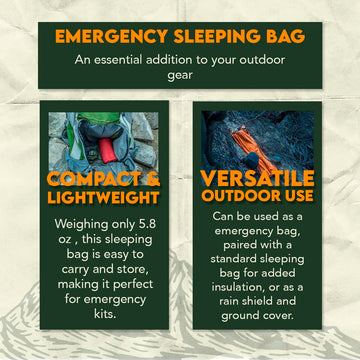 SE Survivor Series Emergency Sleeping Bag EB122OR interior with aluminized material reflecting heat.