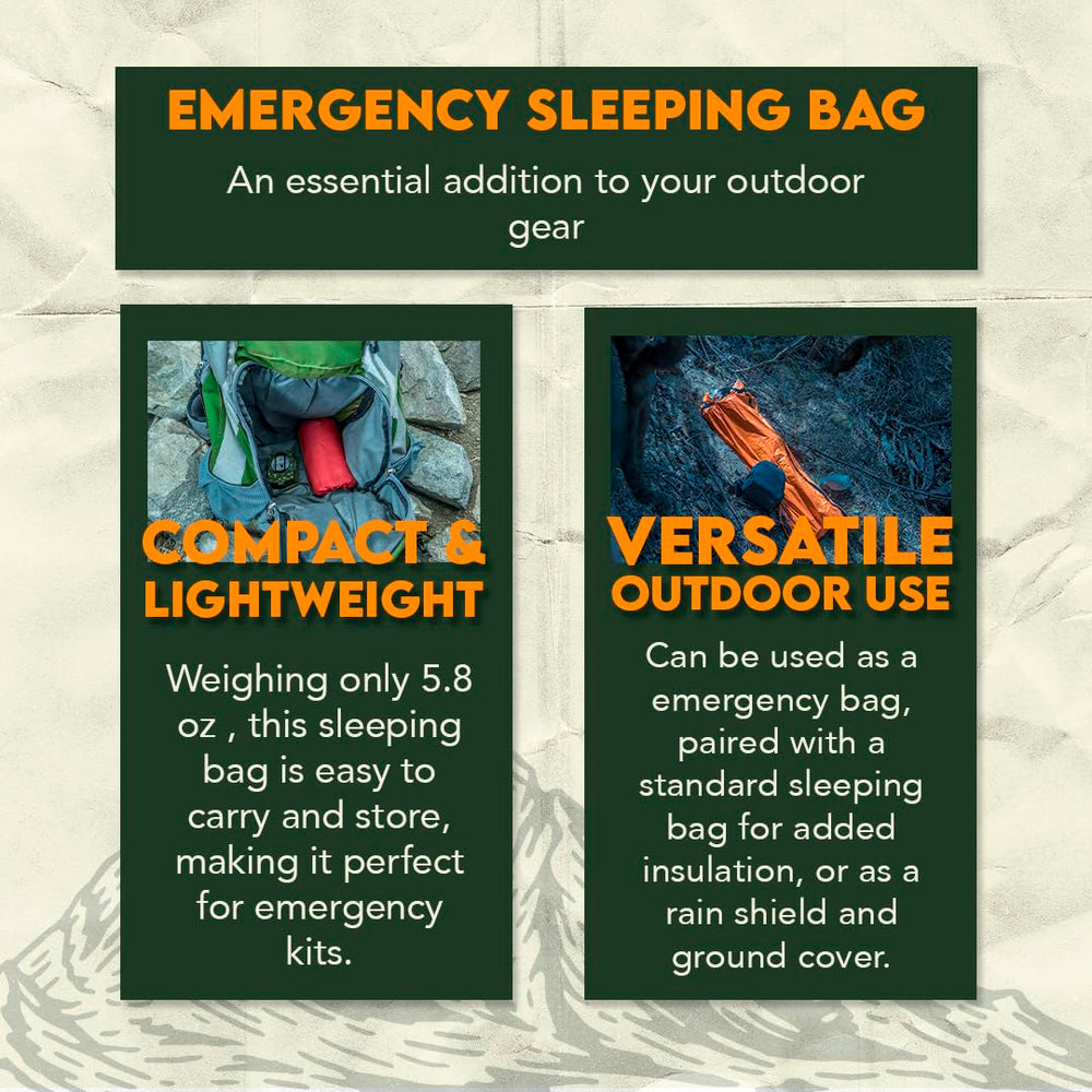SE Survivor Series Emergency Sleeping Bag EB122OR interior with aluminized material reflecting heat.
