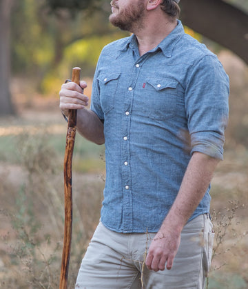 Huangtang hardwood with weatherproof finish on SE Survivor 55 inch walking stick