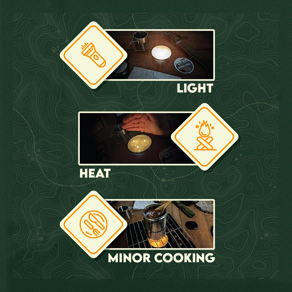 SE Survivor Series indoor-outdoor ready candle for blackout or camp