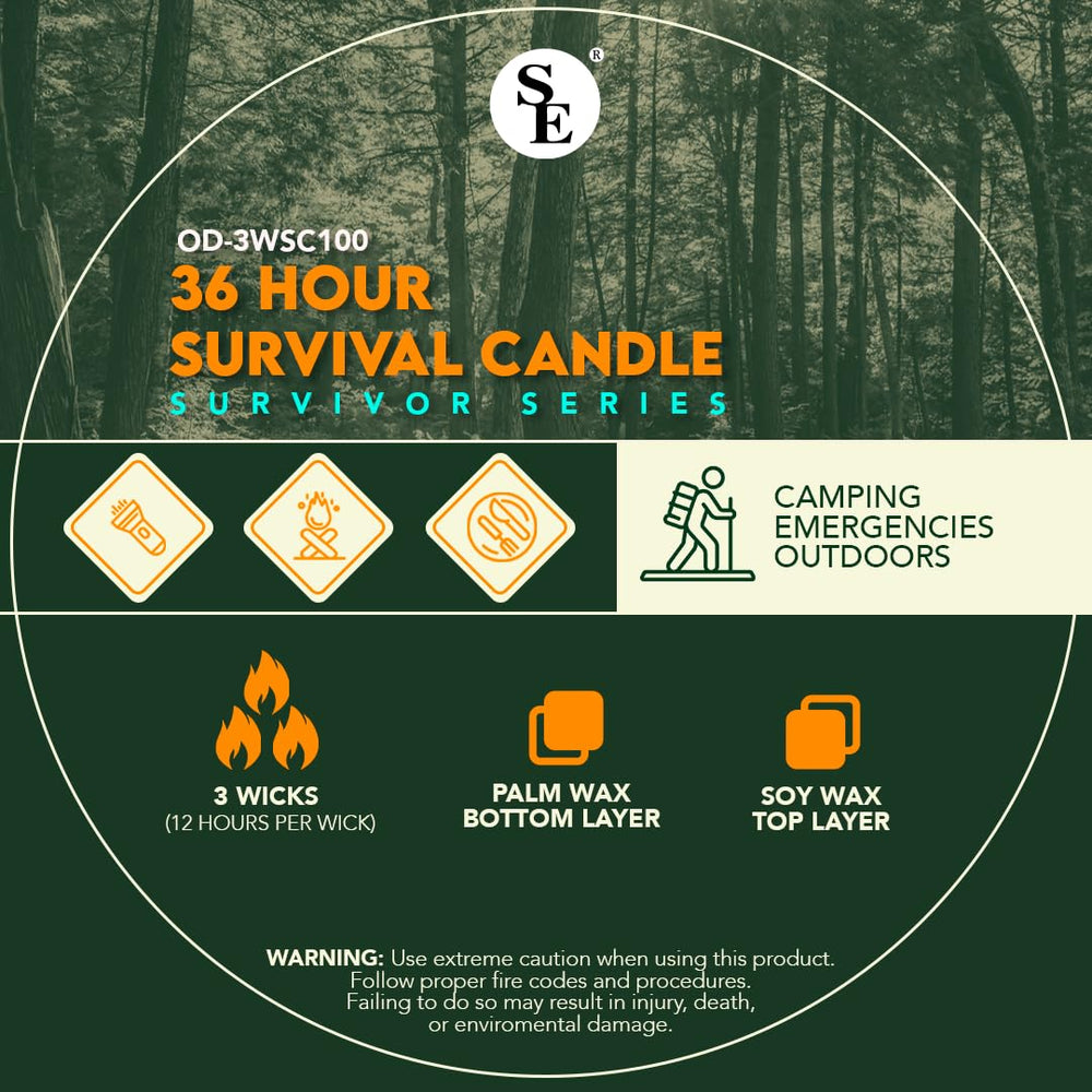 SE Survivor Series unscented candle ideal for indoor and outdoor use