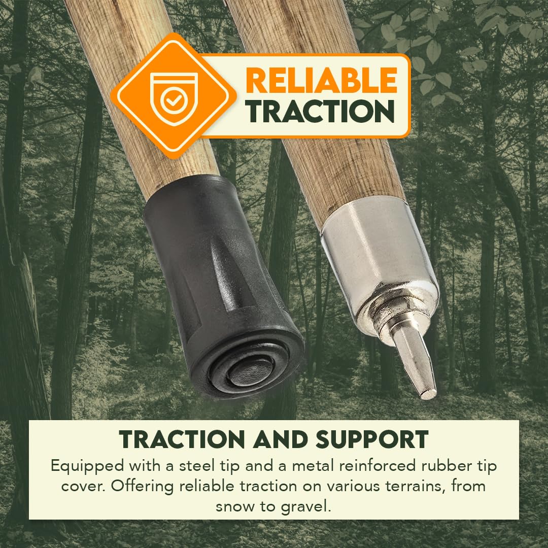 SE Survivor steel spike with removable rubber tip for traction.