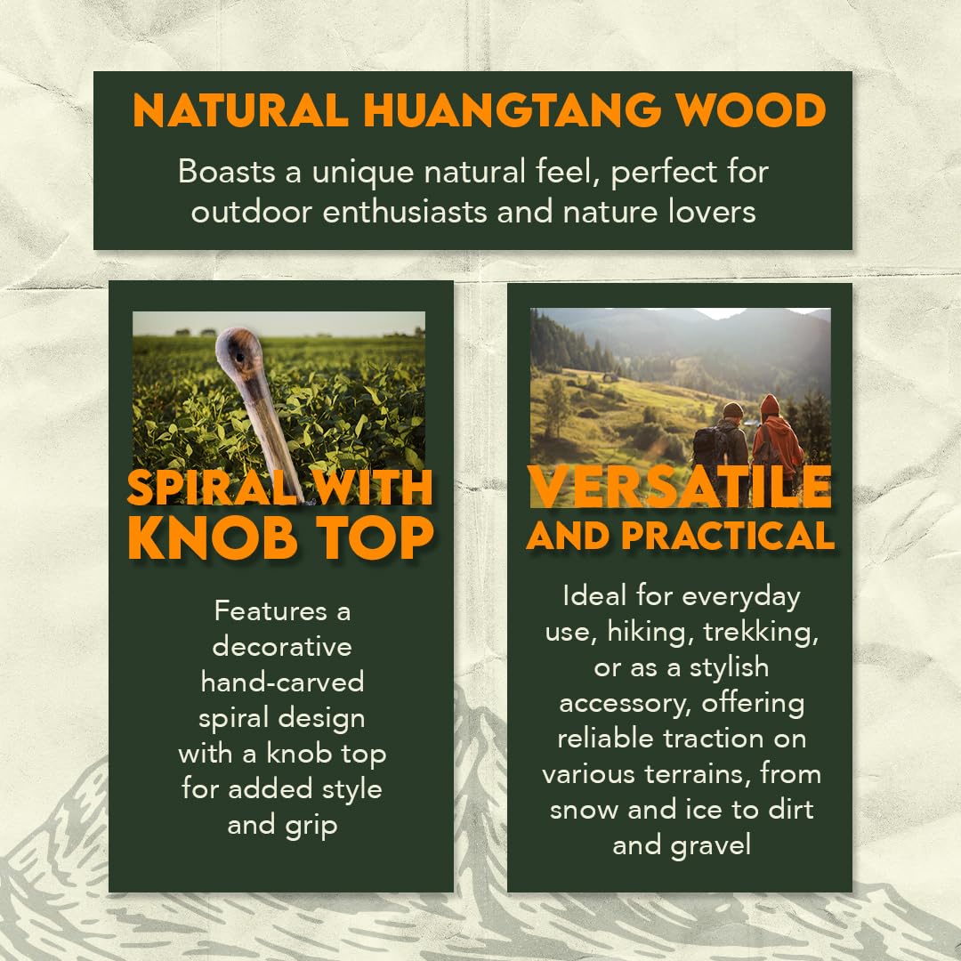 SE walking stick steel spike provides reliable traction on snow and trails.