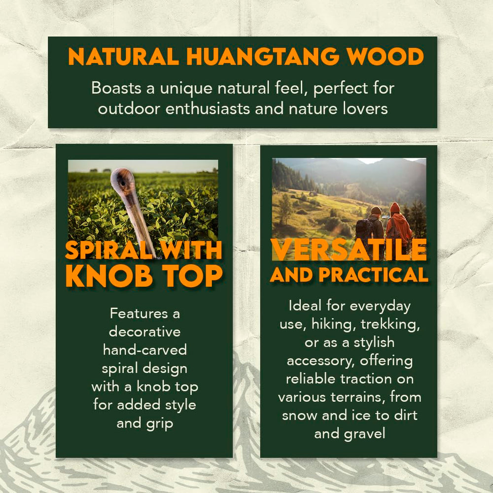 SE walking stick steel spike provides reliable traction on snow and trails.