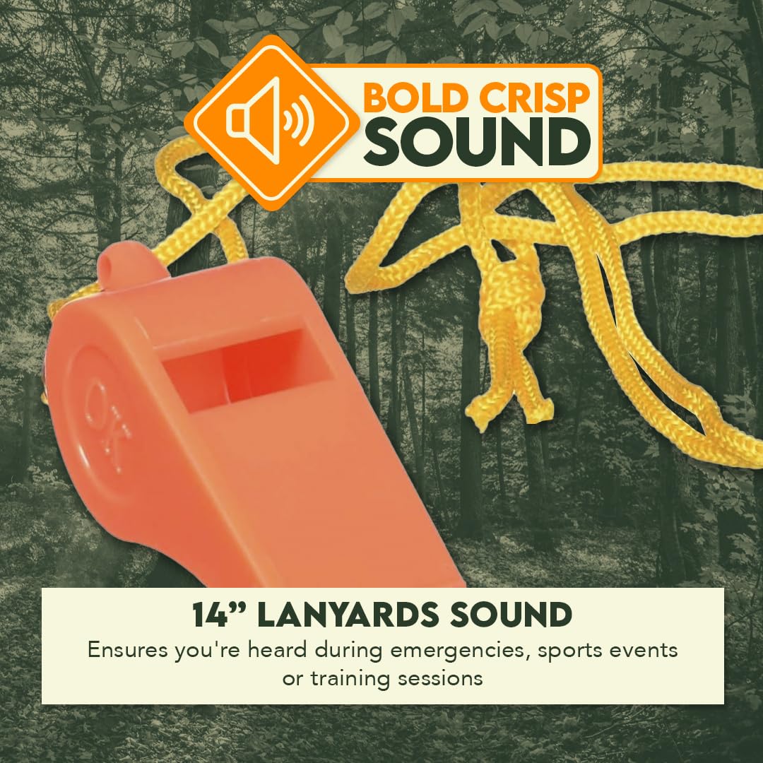 SE orange whistle complements camping, gym, and hiking activities with high-visibility design.