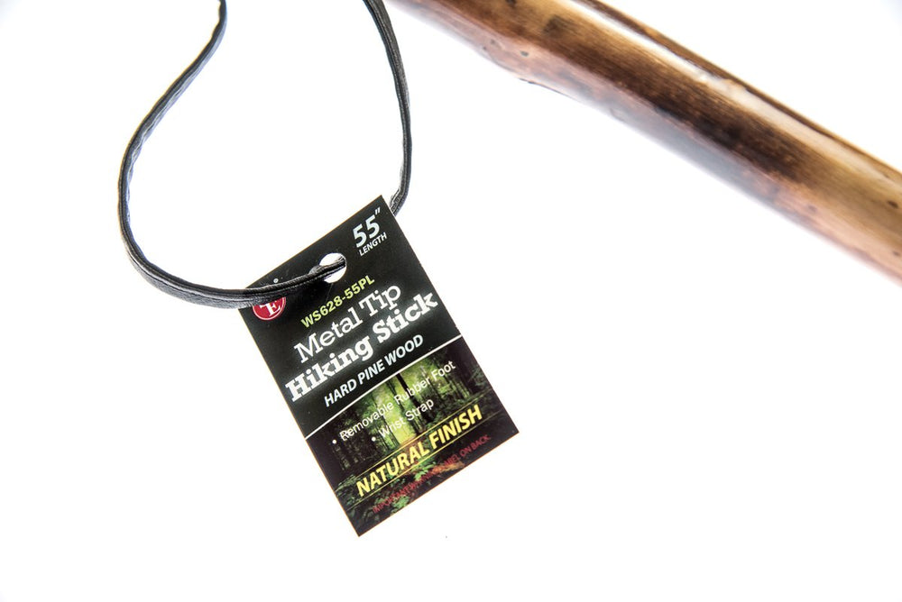 SE wooden walking stick natural finish showcases weatherproof coating for outdoor adventures.