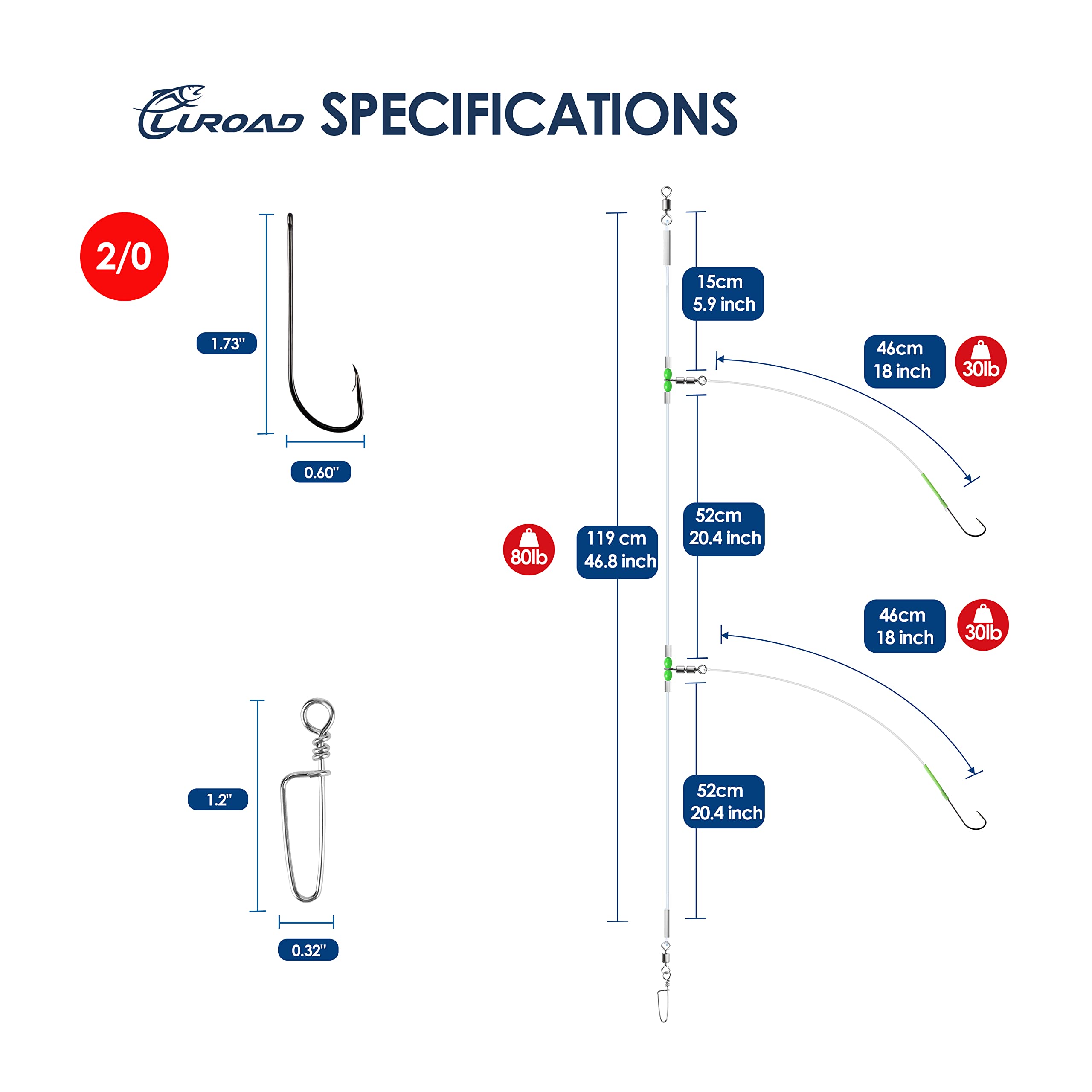 Deep drop snapper rig with Aberdeen hook