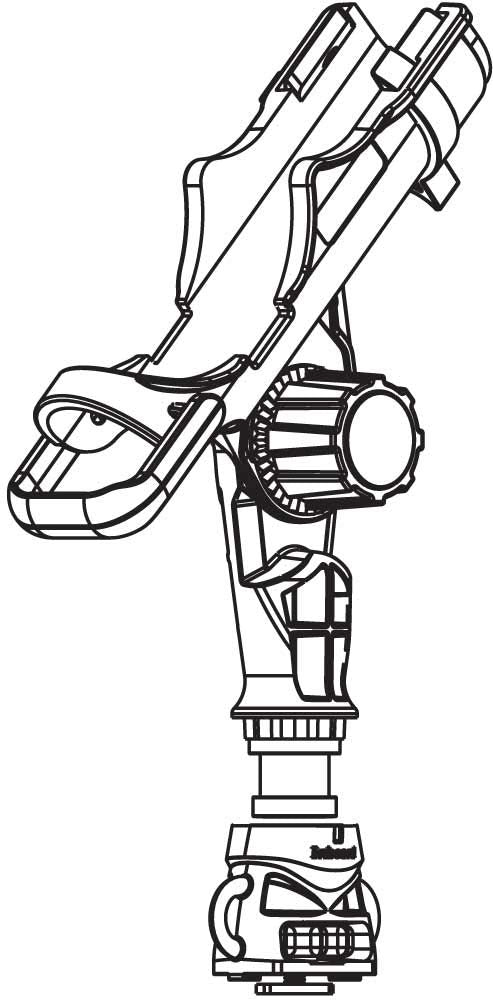 Close-up of angle adjustment with quarter-turn knob on track mount
